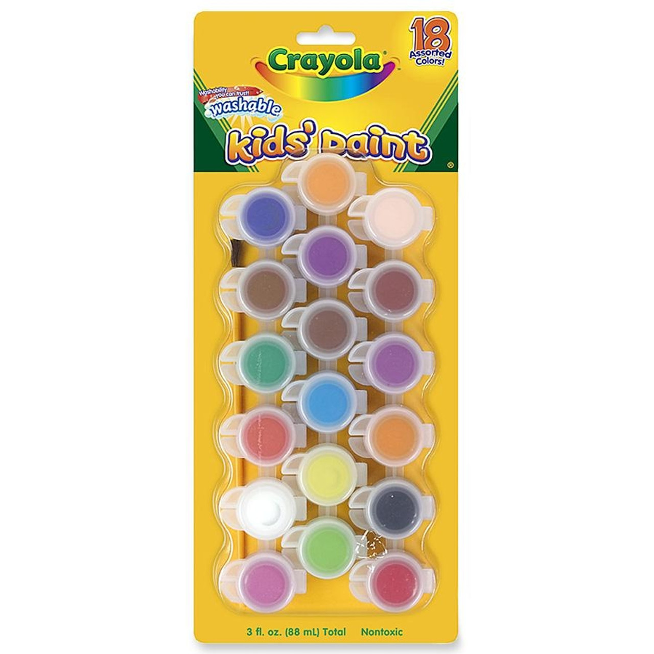 Crayola Washable Paint, 18 Assorted Colors, Interconnected 3 oz Cups  (540125)