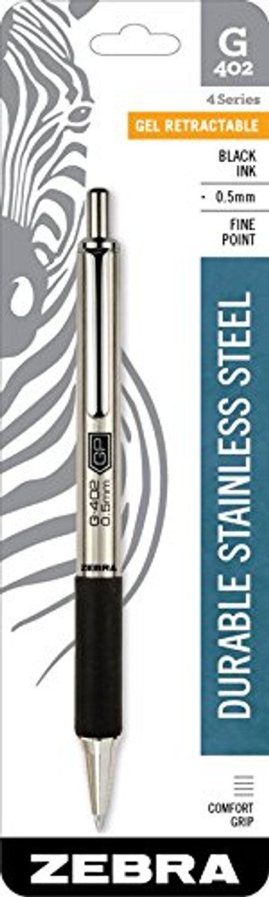 Zebra Pen, Durable Stainless Steel, 3 Series, Gel Retractable, Black Ink - 2 pen
