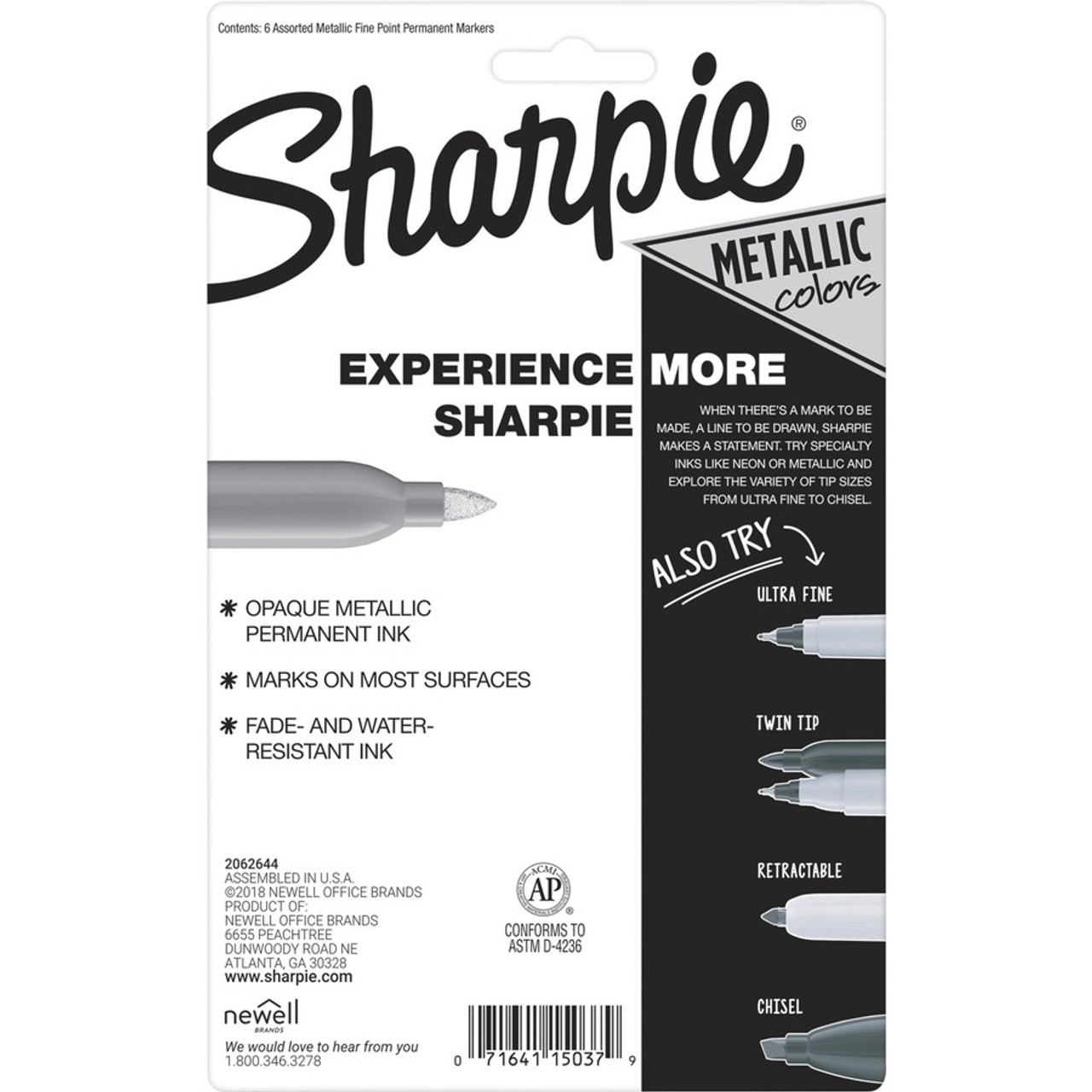 Sharpie Metallic Markers Fine 6/ST Assorted 2029678 