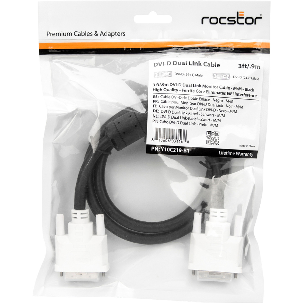 Rocstor USB-C to DVI Cable Male to male