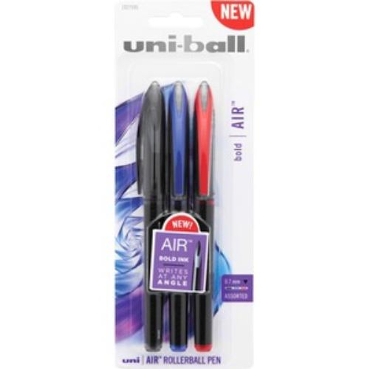 Uni-Ball Air Rollerball Pen, Fine Point, 0.7 mm, Black Barrel, Blue Ink