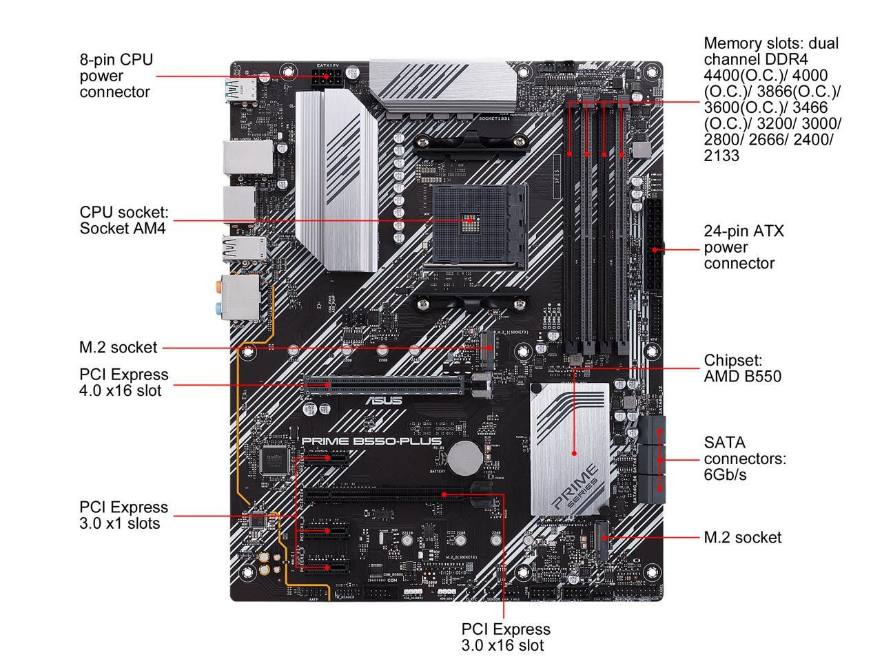 Asus Prime B550-PLUS Desktop Motherboard - AMD Chipset