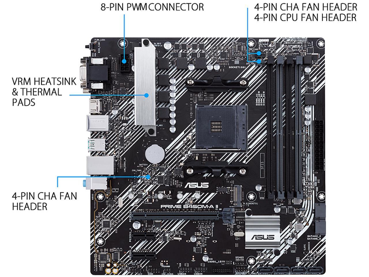 Asus Prime B450M-A II Desktop Motherboard - AMD Chipset | Beach Audio