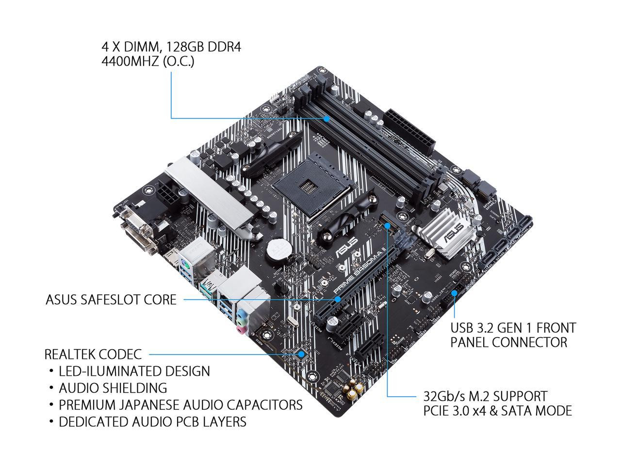 Asus Prime B450M-A II Desktop Motherboard - AMD Chipset | Beach Audio