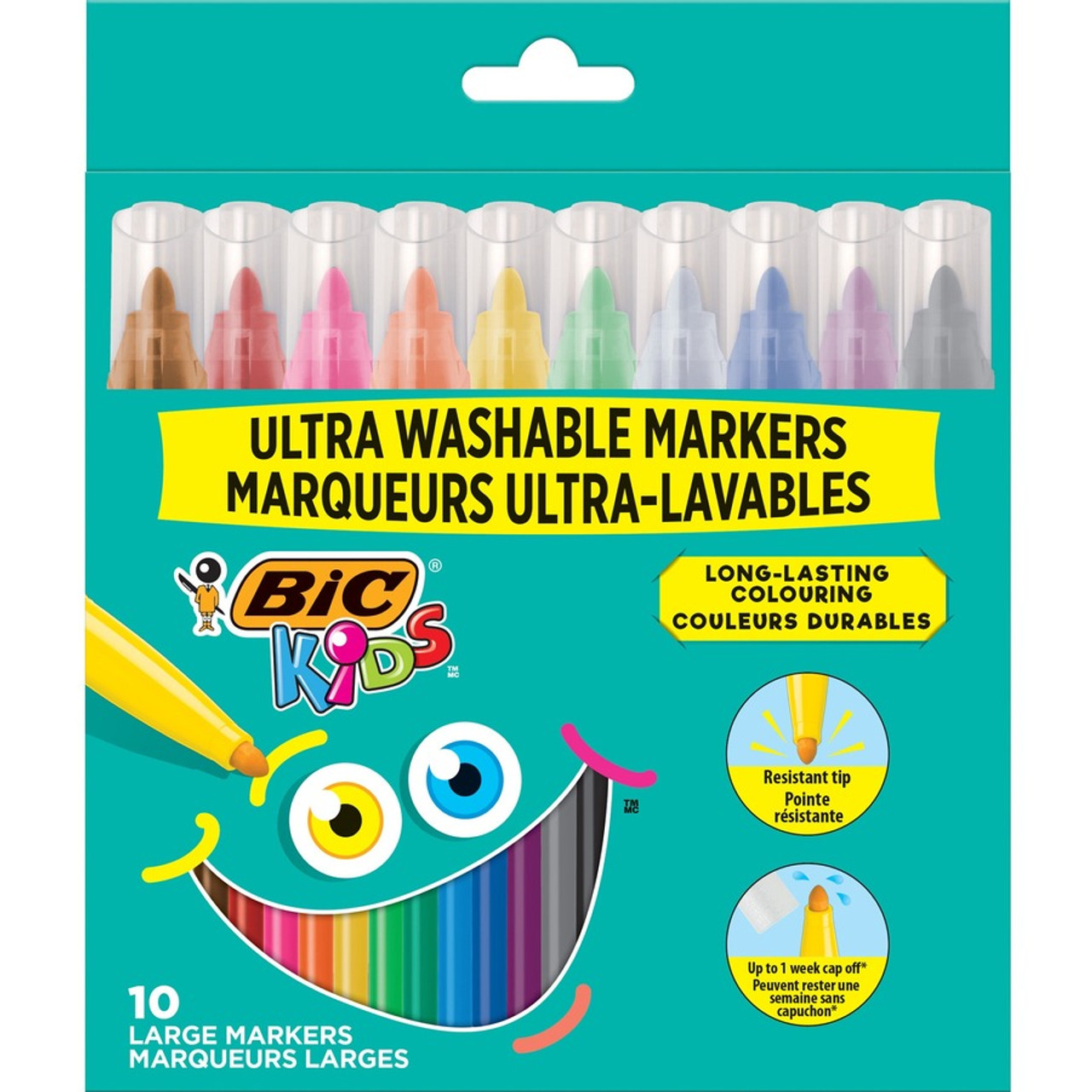 BIC Medium Point Coloring Markers Medium Marker Point - Multicolor - 10 /  Pack 