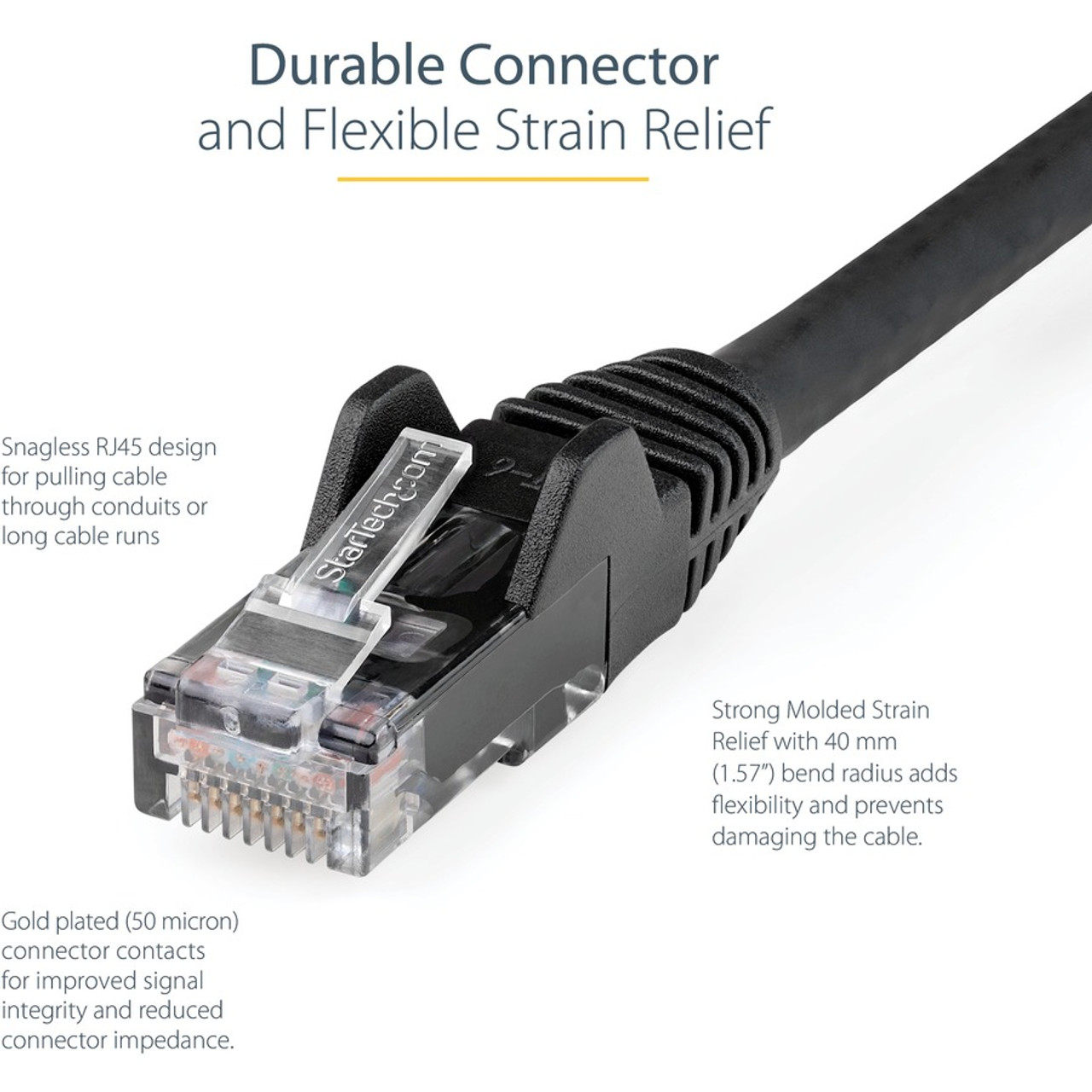 StarTech.com 4.6m(15ft) Cat6 Ethernet Cable, LSZH (Low Smoke Zero Halogen) 10 GbE Snagless 100W PoE UTP RJ45 Black Network Patch Cord