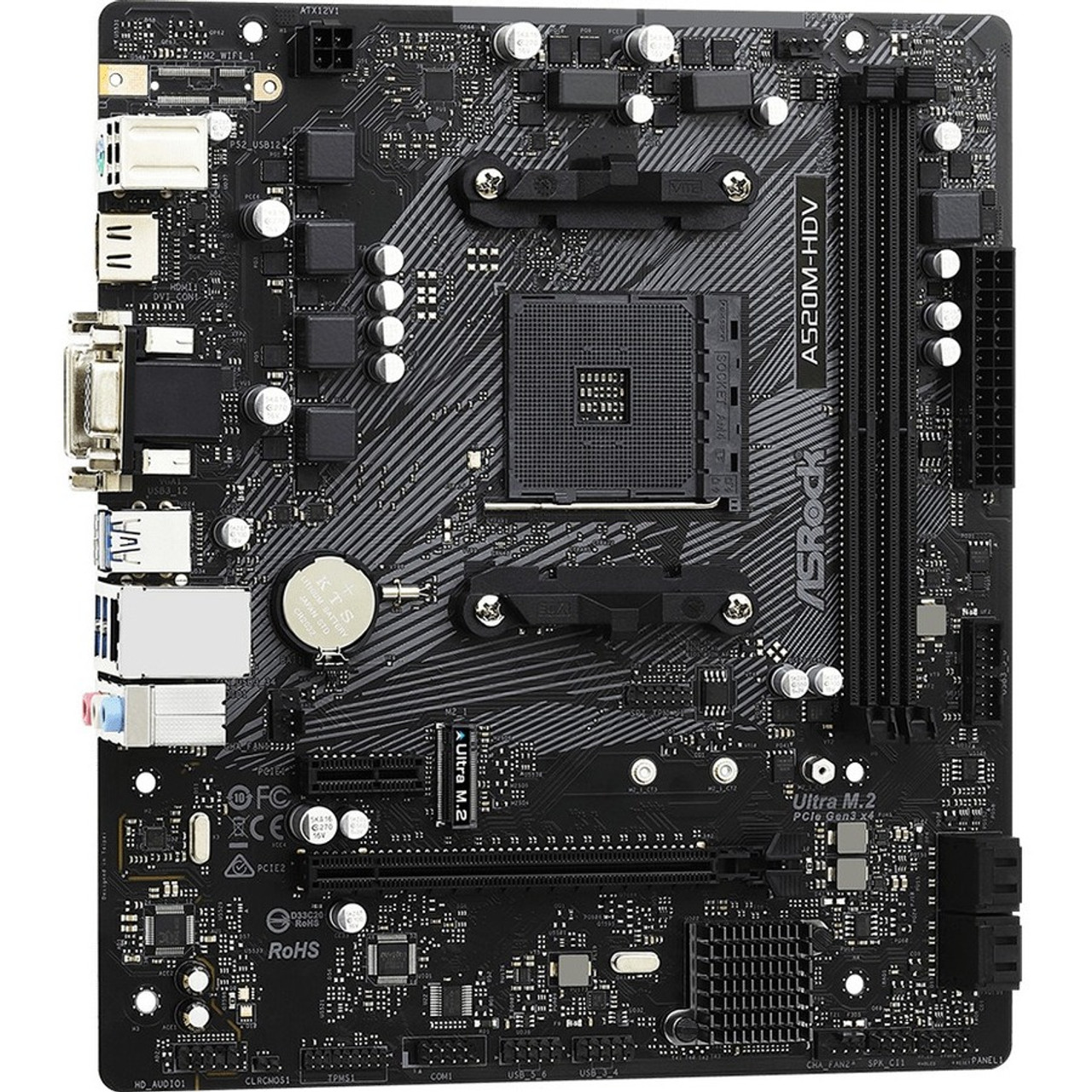 ASRock A520M HDV Desktop Motherboard AMD A520 Chipset Beach Audio