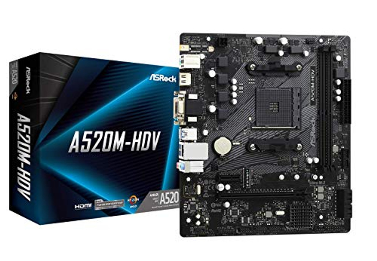 ASRock A520M HDV Desktop Motherboard AMD A520 Chipset Beach Audio