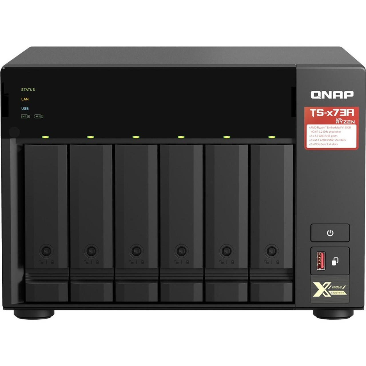 QNAP TS 673A 8G NAS Storage System AMD Ryzen V1500B Quad core 4 Core 2.20 GHz TS673A8GUS