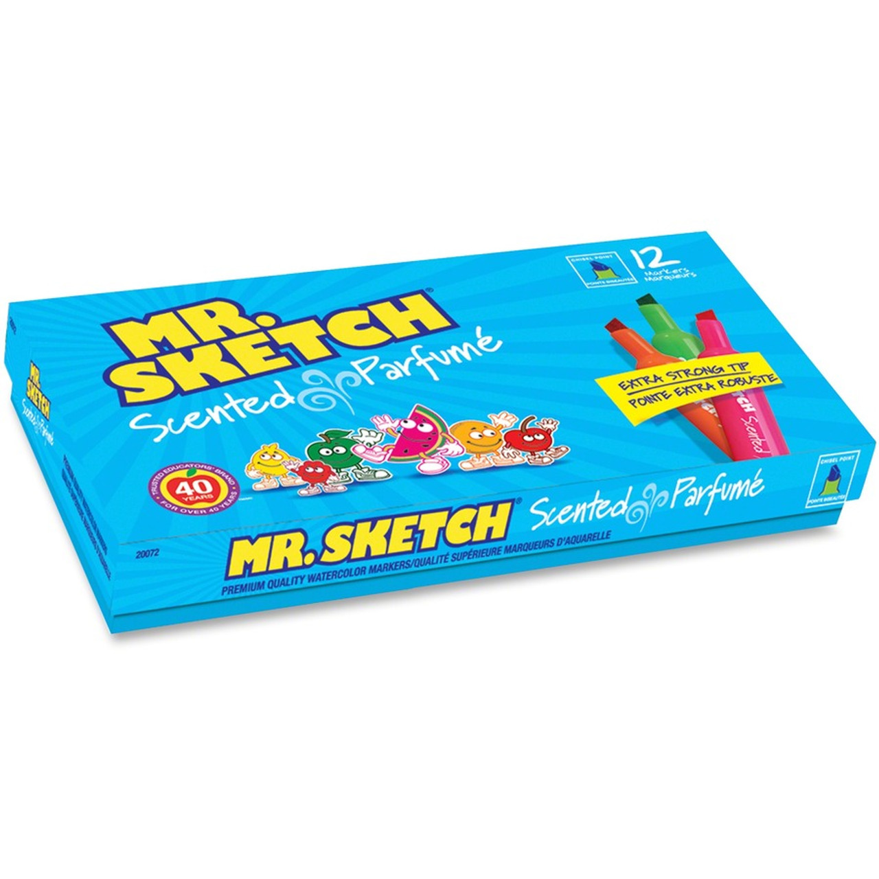 Mr. Sketch Scented Watercolor Markers - Bevel, Chisel Marker Point Style -  Assorted - 12 / Set