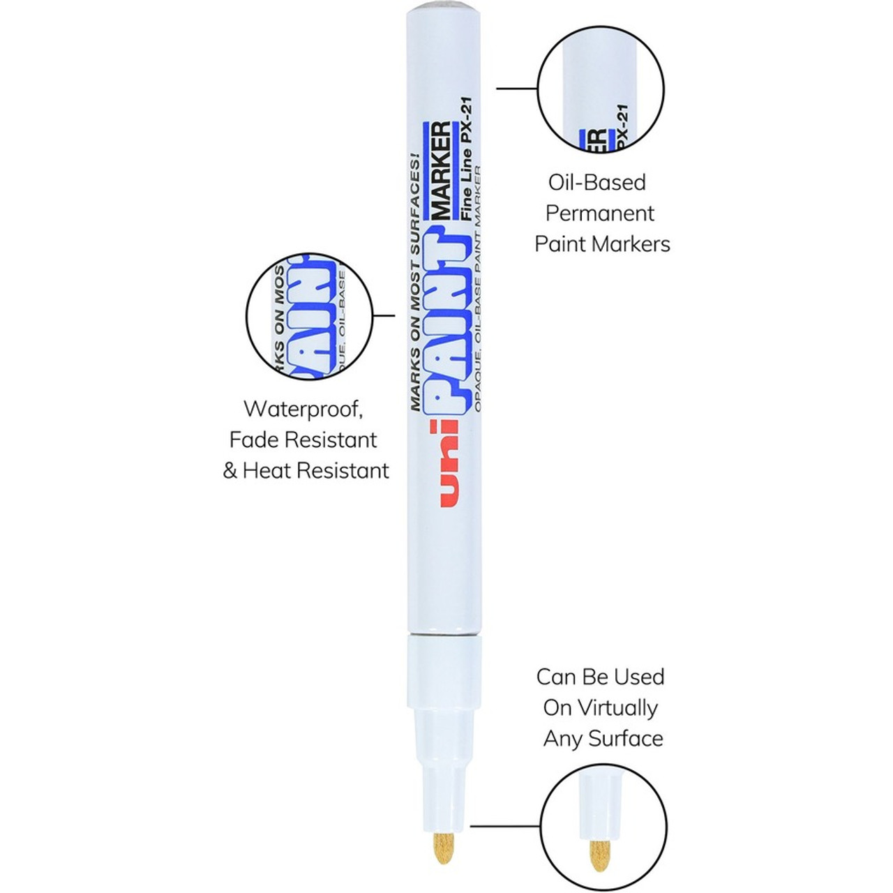 uni PAINT PX-21 Oil-Based Paint Marker, Fine Line, White (63713)