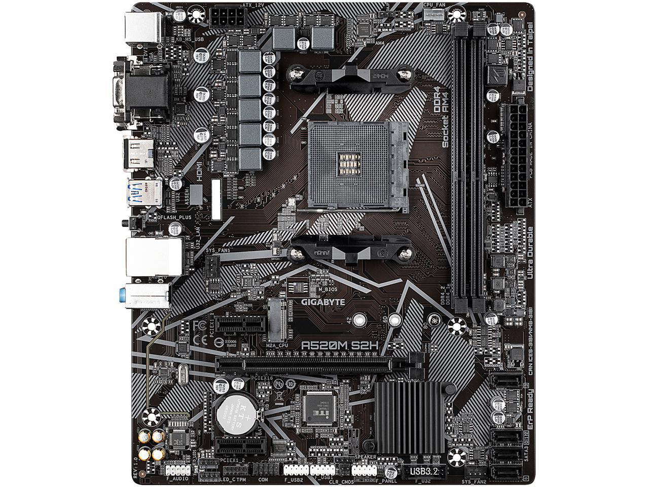 Gigabyte Ultra Durable A520M S2H Desktop Motherboard AMD Chipset Socket AM4 Micro ATX 246936