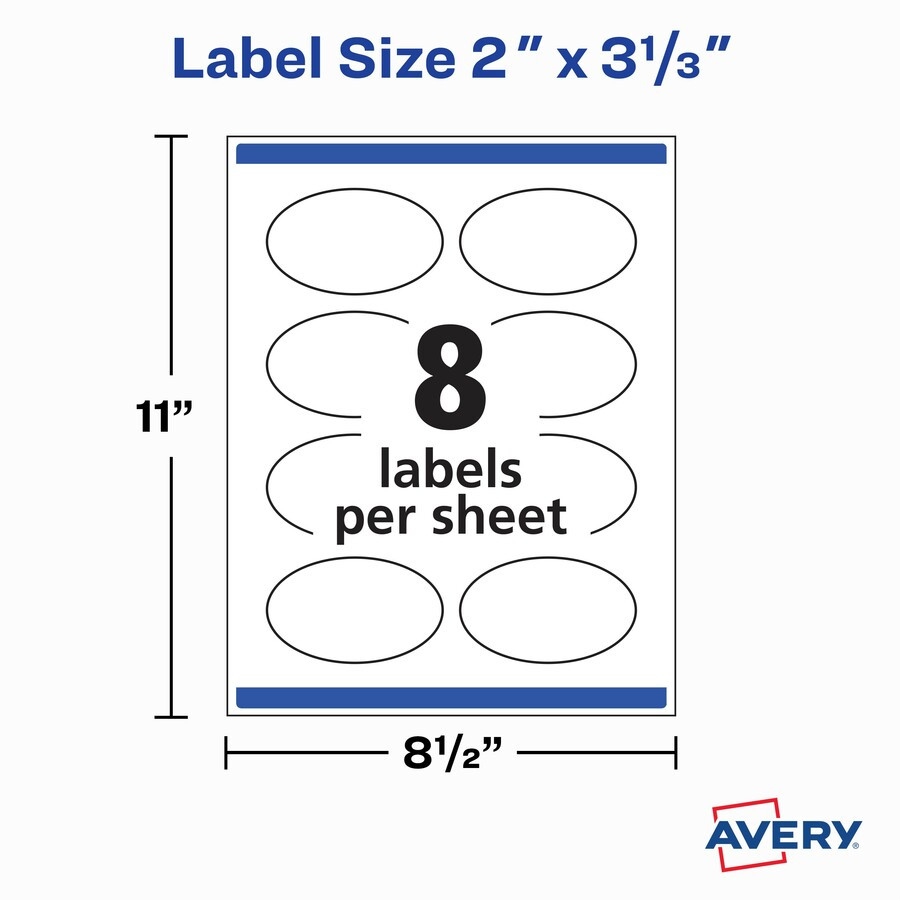 Avery® Printable Blank Oval Labels, 22570, 3-5/16”W x | Beach ...