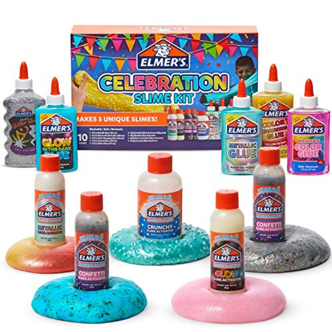 Elmer's Slime Celebration Kit, 36.97 oz, Assorted Colors