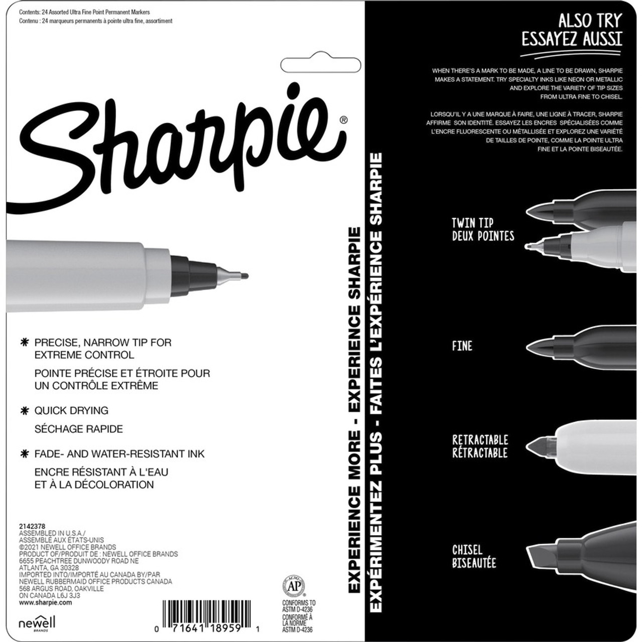 SHARPIE Permanent Markers, Ultra Fine Point, Featuring Mystic Gem Color  Markers, Assorted, 24 Count, Includes Lavender