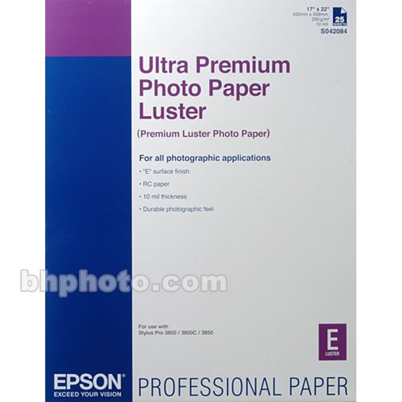 Epson Ultra Premium Luster Photo Paper, 25 Sheets