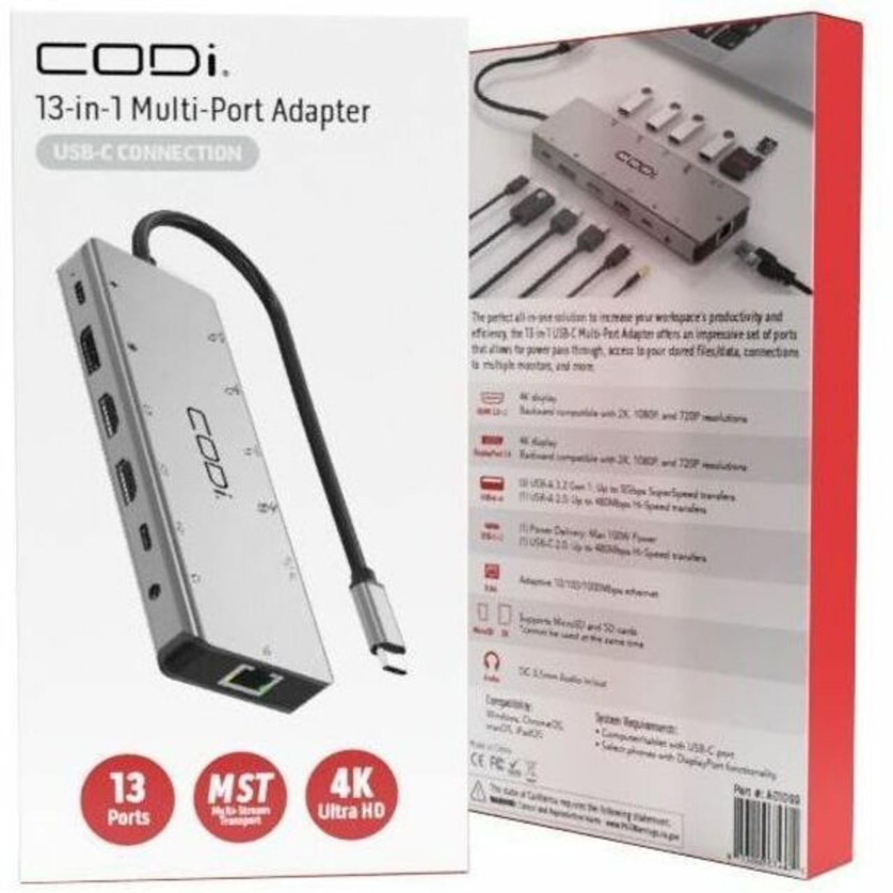 Codi A01099 13-in-1 Multi-port Adapter Dock Usb-c | Beach Audio