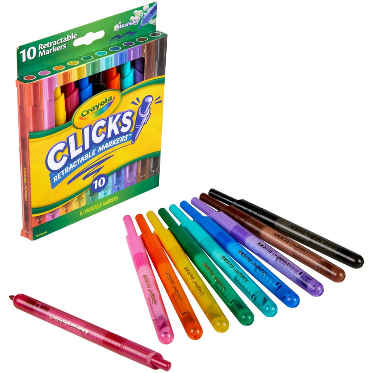 Crayola Clicks Retractable Markers, 10 Colors