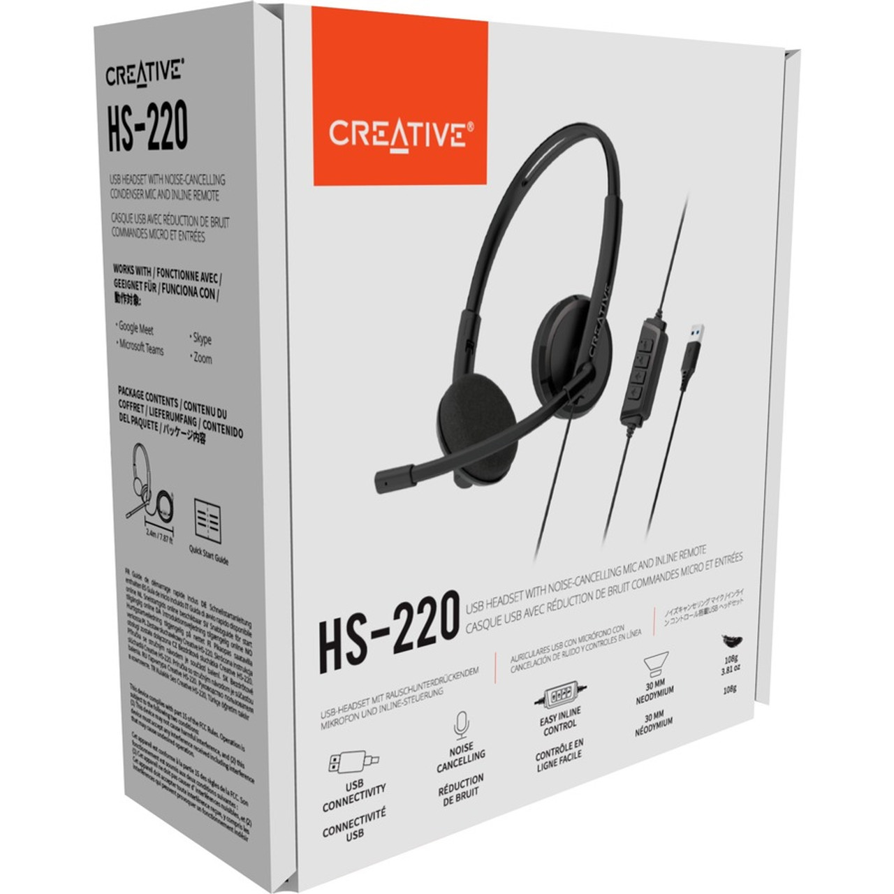 Creative HS-220 USB Headset with Audio Beach | Noise-Cancelling Mic