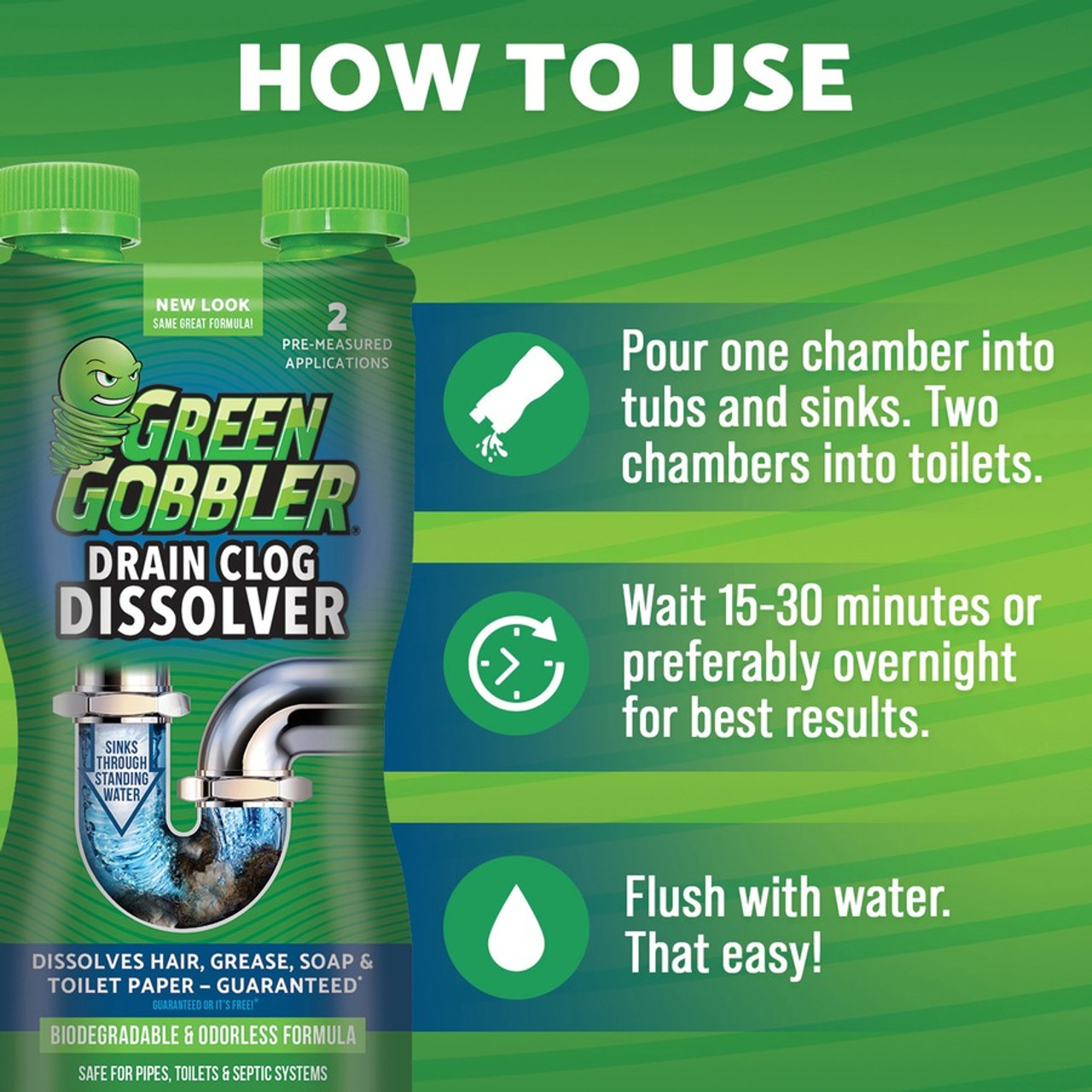 Green Gobbler G8015 31 oz. Dual Chamber Liquid Drain Clog Dissolver