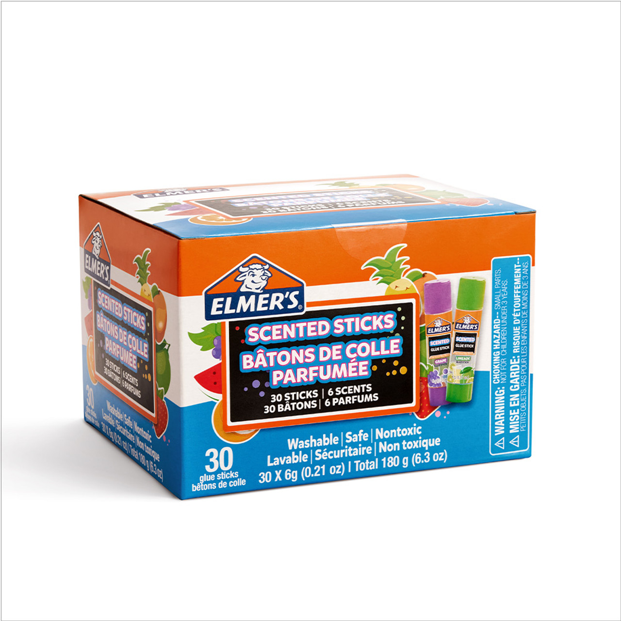 Elmer's Clear School Glue Stick, Scented, Assorted, 0.21 oz, Dries Clear,  30/Pack (2175692)