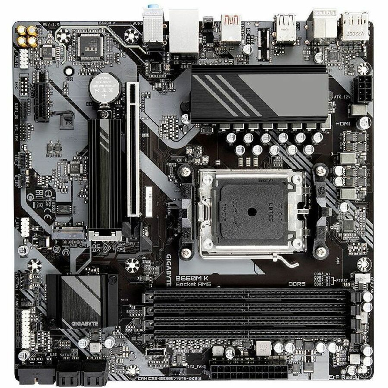 GIGABYTE B650M K (AM5/ LGA 1718/ AMD/ B650/ Micro-ATX/ 5-Year Warranty/  DDR5/ 2X PCIe 4.0 M.2/ PCIe 4.0/ USB 3.2 Gen2 Type-C/ 2.5GbE  LAN/Motherboard)