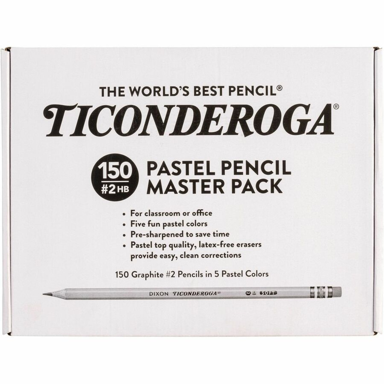 Ticonderoga Sharpened Pencils #2 HB Premium Wood Latex-Free Eraser