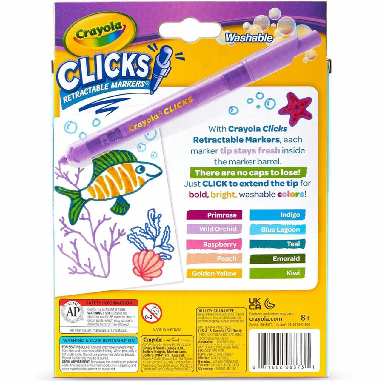 Crayola Washable Markers with Retractable Tips, Clicks, School