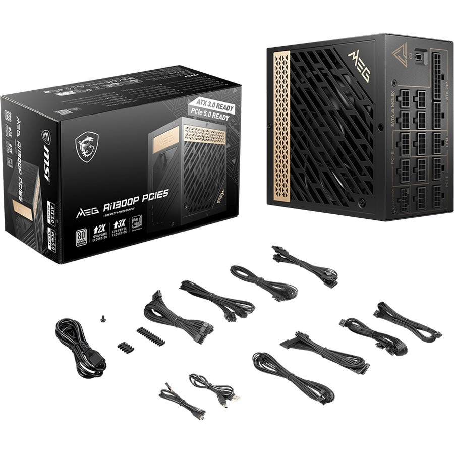 MSI MEG Ai1300P PCIE5 1300W Power Supply | Beach Audio