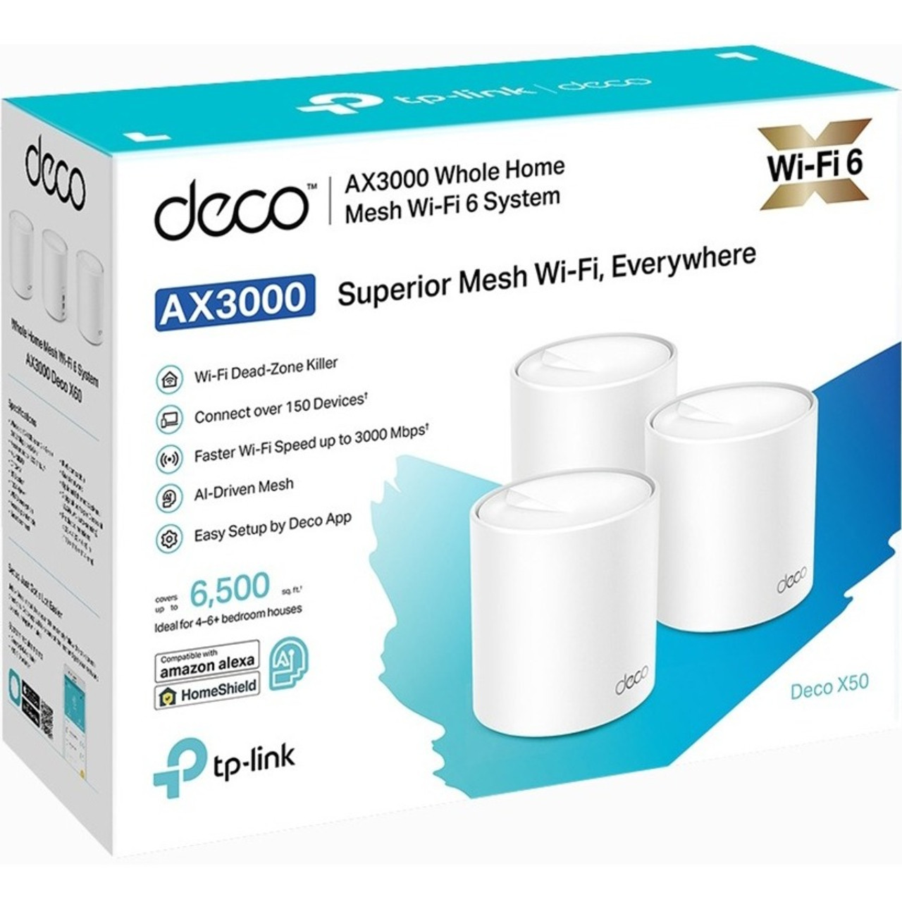 TP-Link Deco X50[3-pack] - AX3000 Whole Home Mesh Wi-Fi 6 System 3-Pack  (decox50-3-pack-)