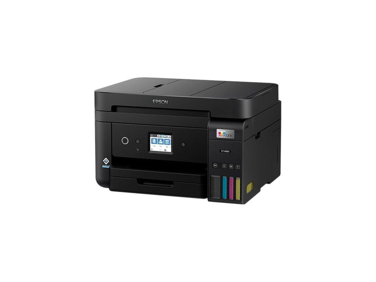 Epson EcoTank ET-4850 Wireless Color All-in-One Cartridge-Free Supertank  Printer with Scanner, Copier, Fax, ADF and Ethernet (Black)