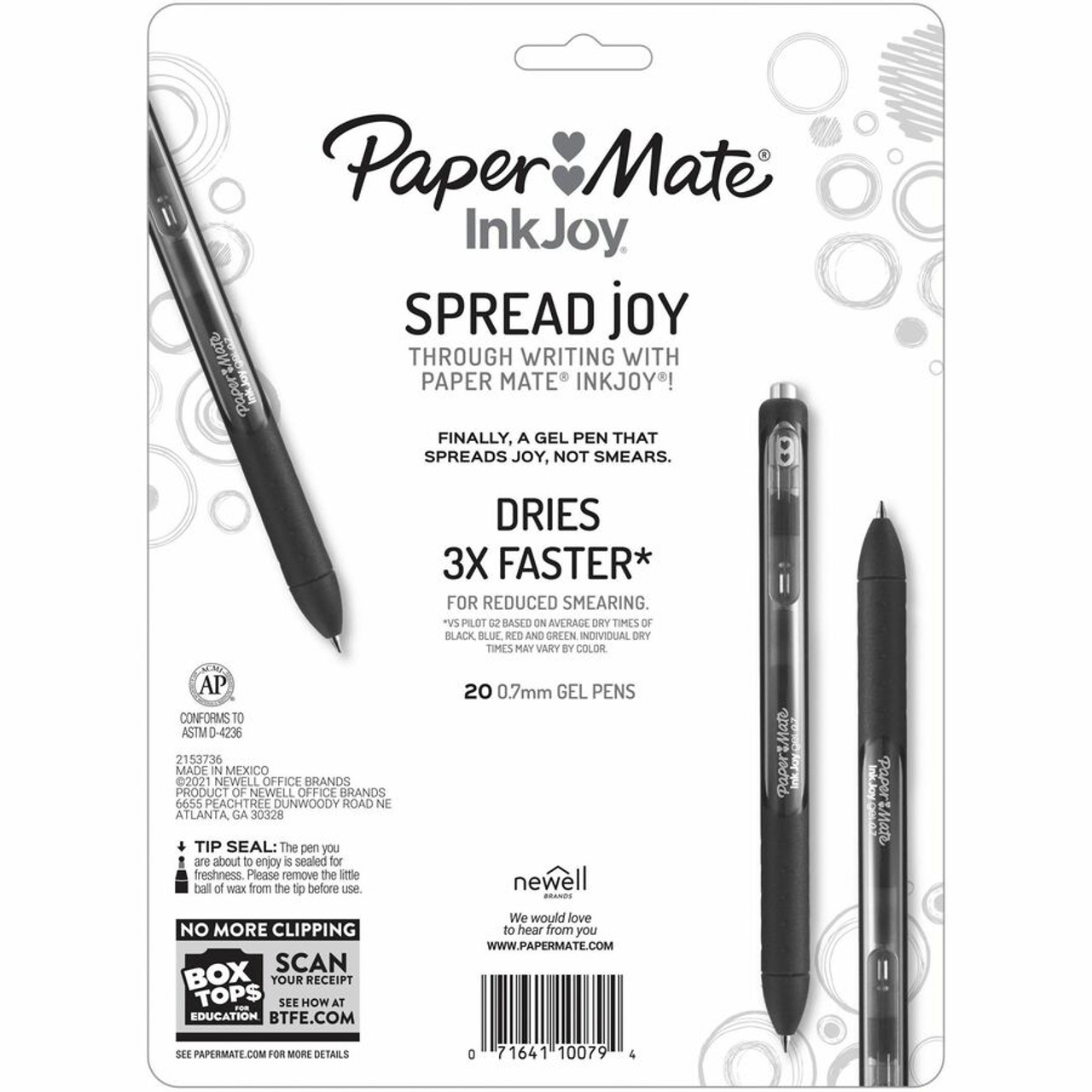 Paper Mate InkJoy Pens, Gel, Medium Point (0.7mm) - 4 pens