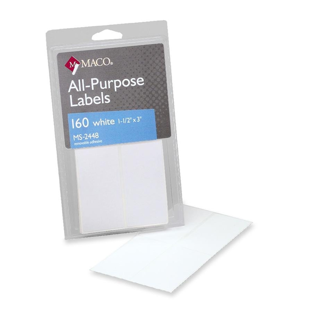 Maco Multi-Purpose Self-Adhesive Removable Labels 1 1/2 x 3 White 160/Pack