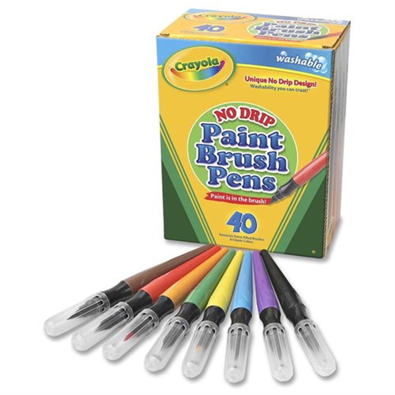 Crayola No Drip Paint Brush Pen - Assorted Ink - 40 /