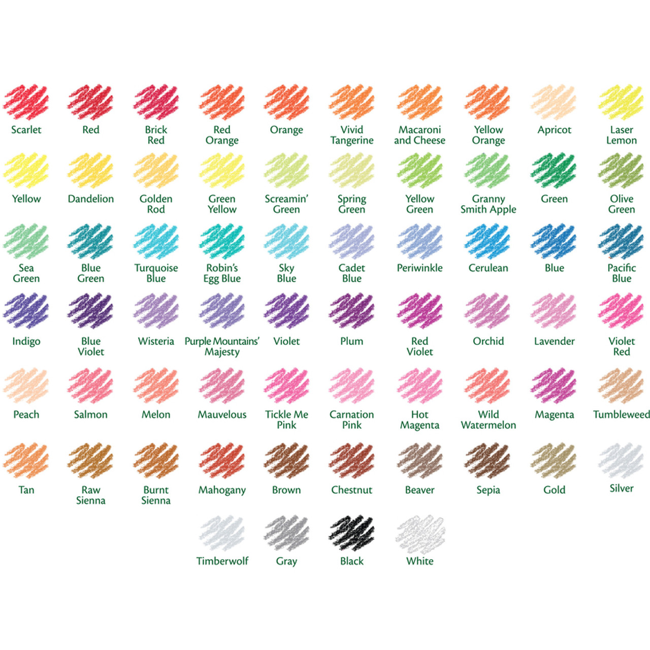 crayola crayons color chart