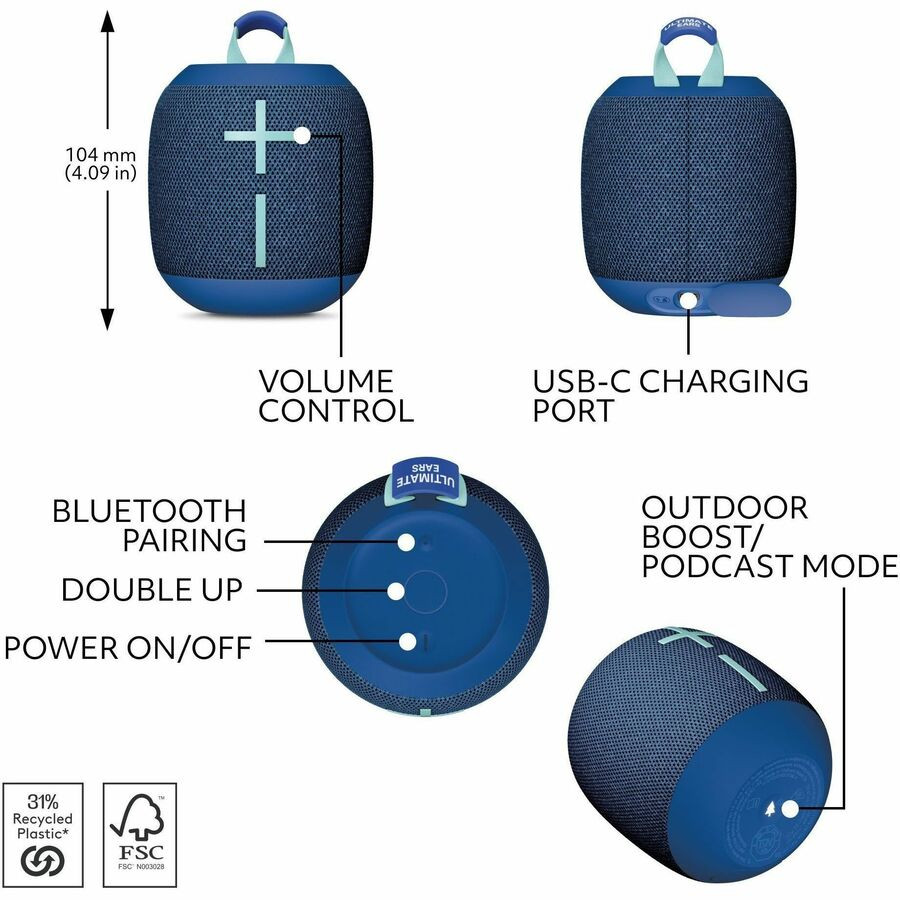 Ultimate Ears WONDERBOOM 4 Portable Waterproof | Beach Audio