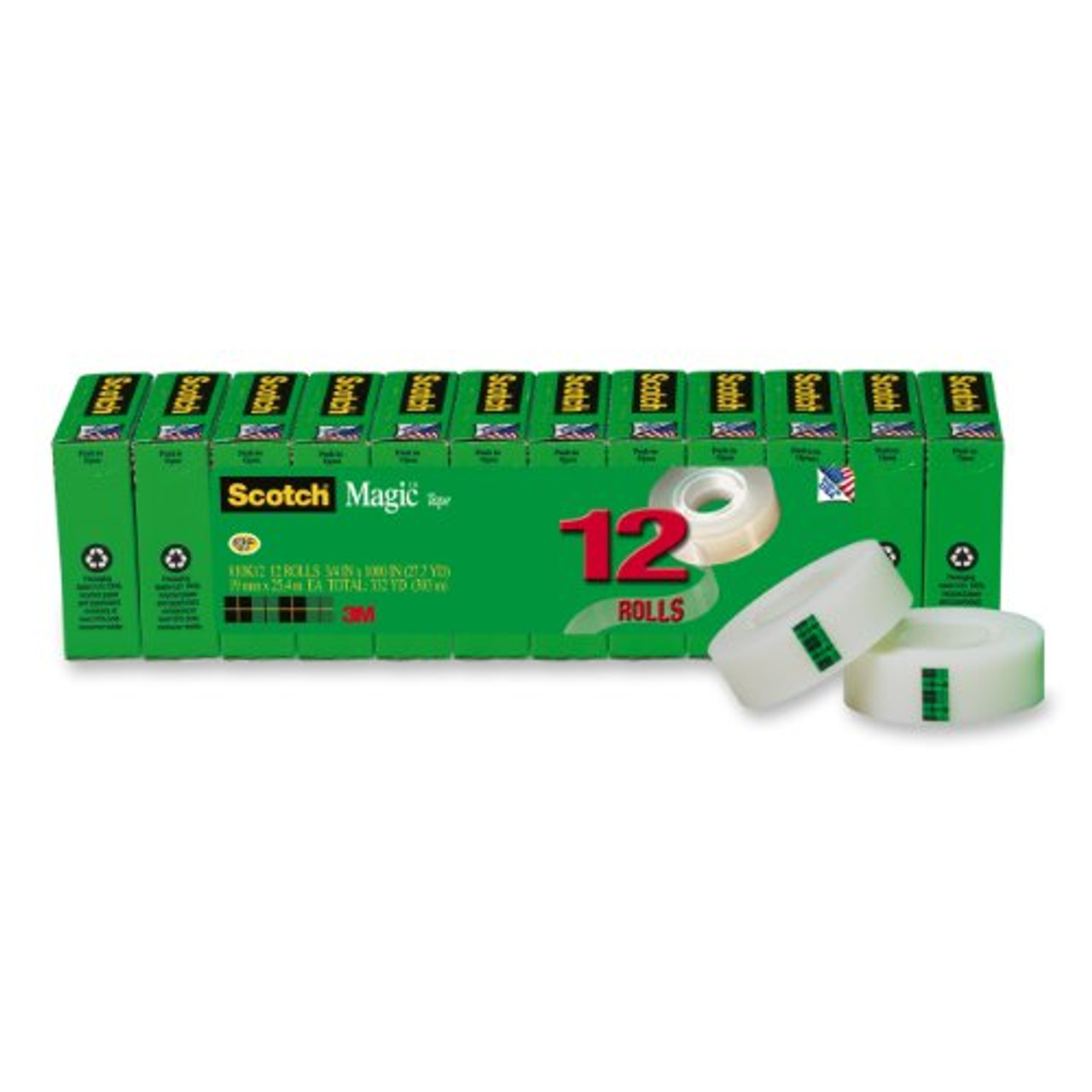 Scotch Magic Tape, Invisible, 12 Tape Rolls 