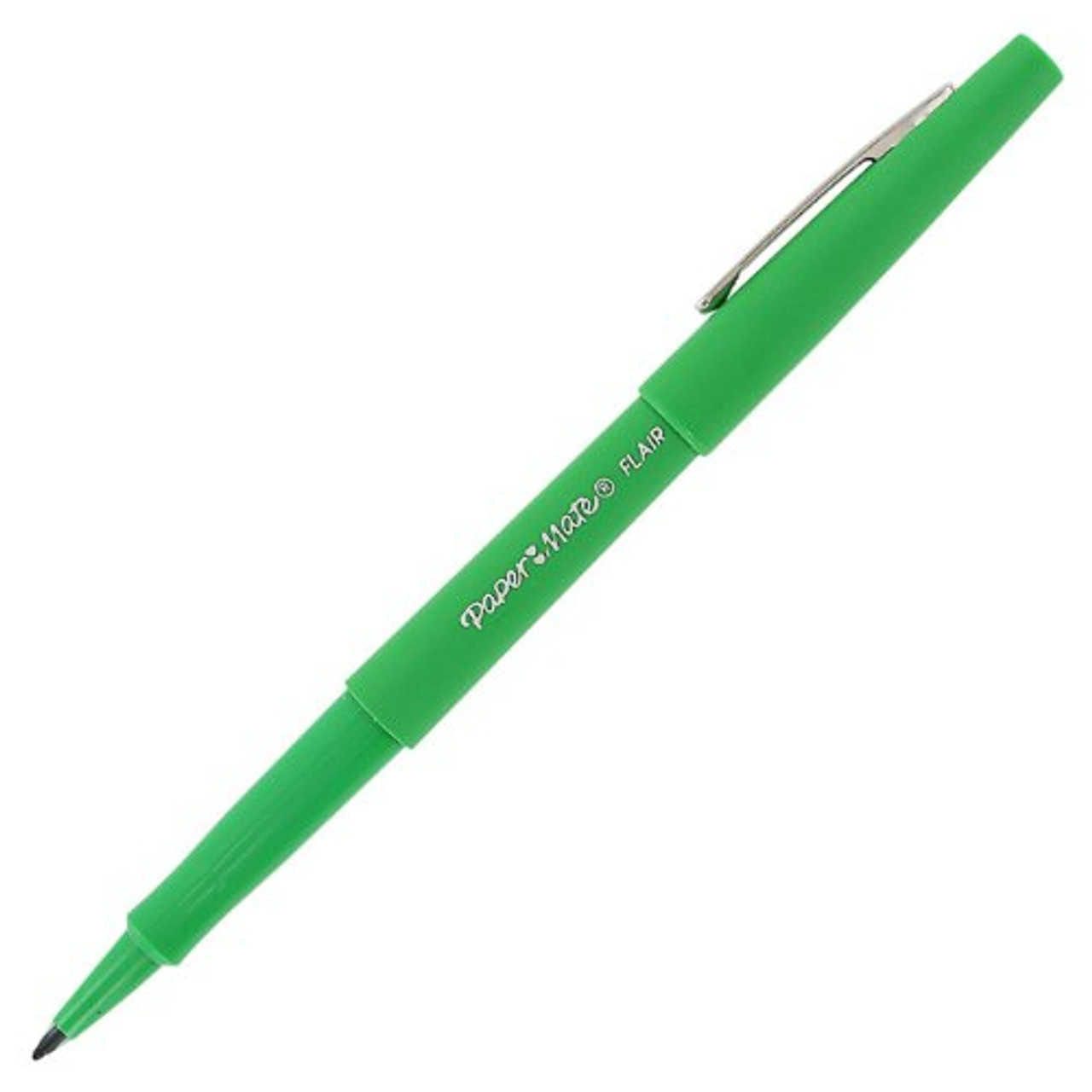 Point Guard Flair Felt Tip Porous Point Pen, Stick, Medium 0.7 Mm, Green  Ink, Green Barrel, Dozen