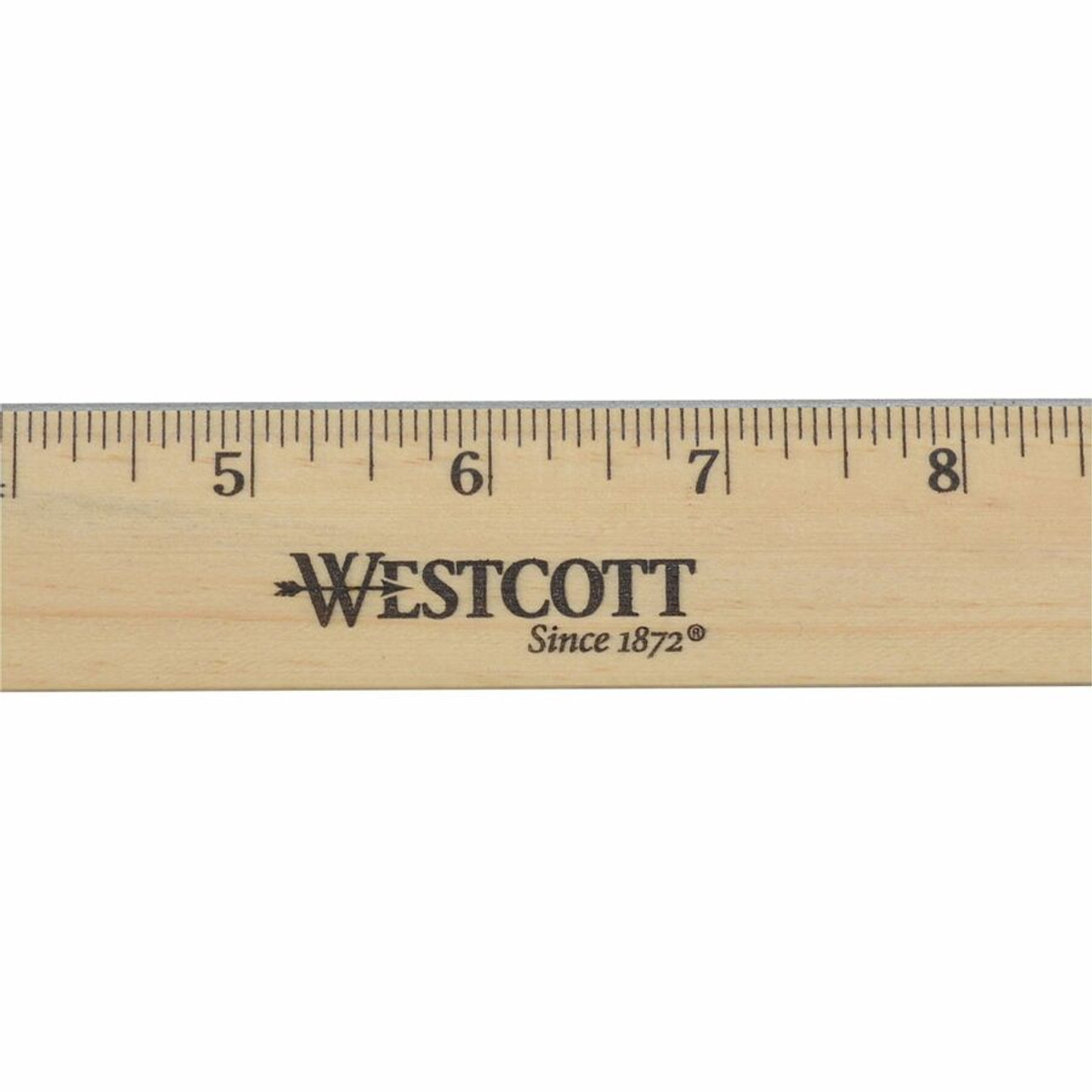 Westcott Ruler with Single Metal Edge - , 12, Wood with Single Metal Edge