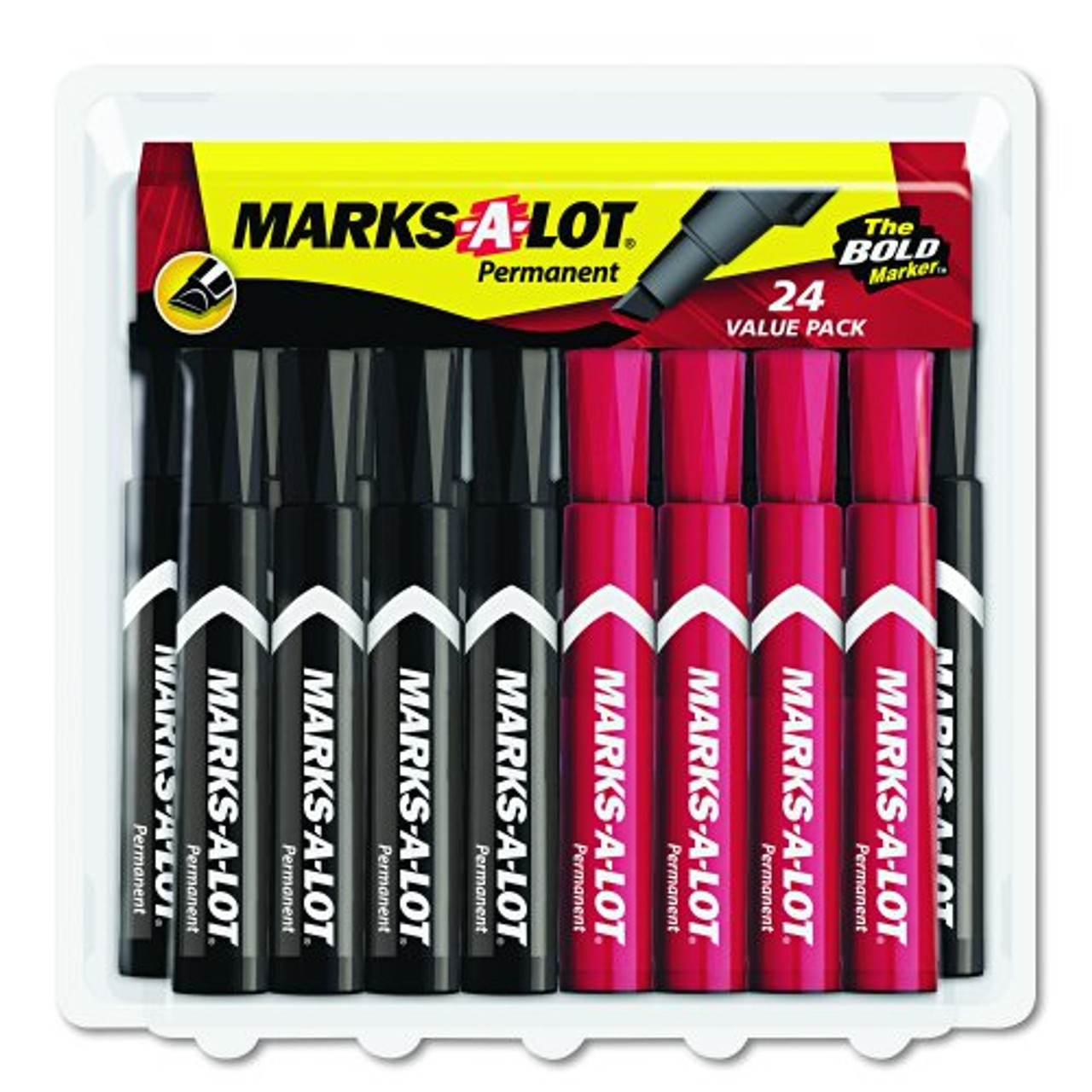 Avery Marks A Lot Regular Desk-Style Permanent Marker, Chisel Tip, Black, 24-Pack