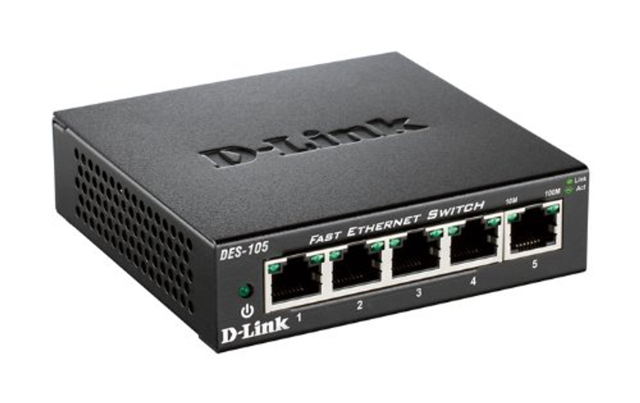 D-Link DES105 5-Port Fast Ethernet Switch, Unmanaged