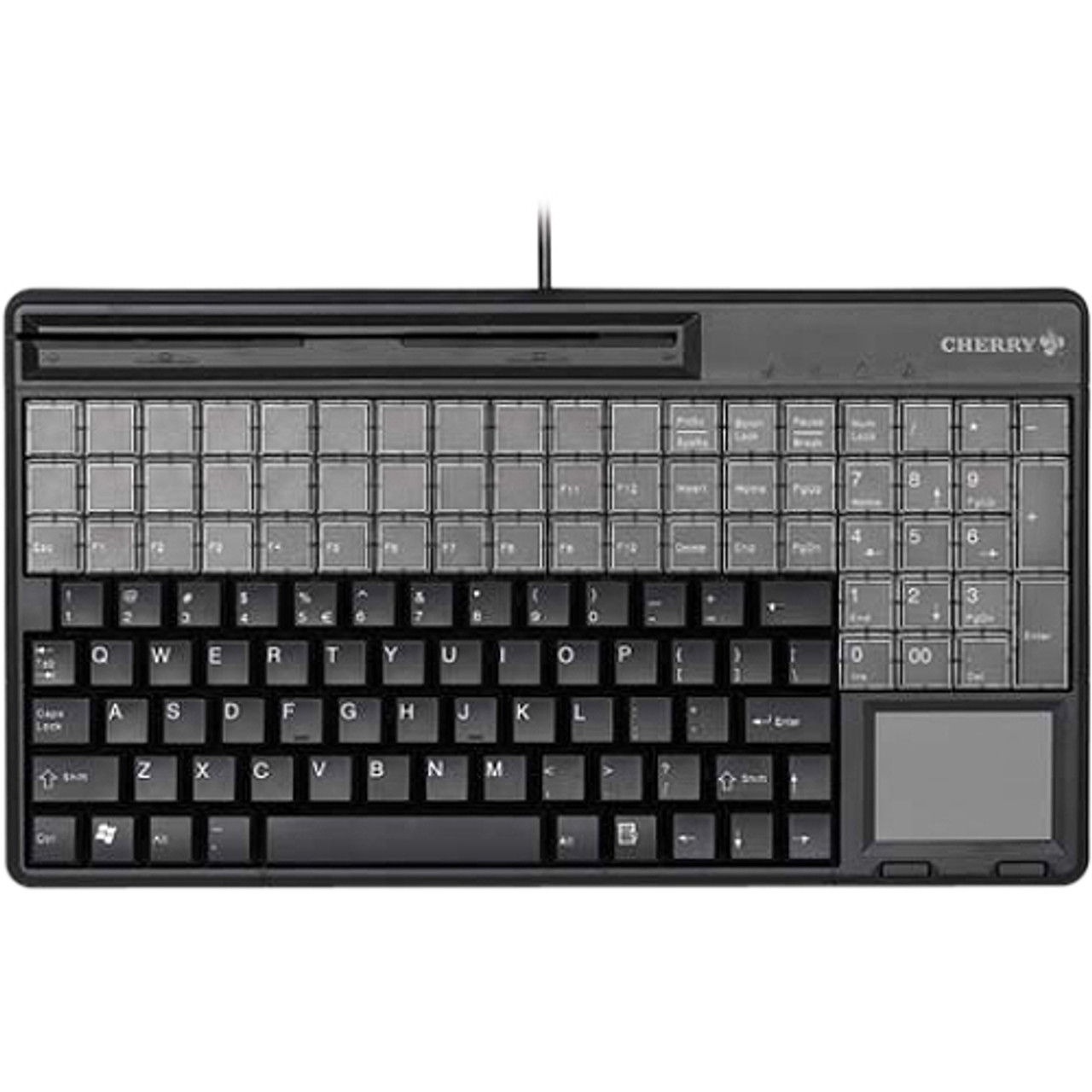 Cherry G86-61410euadaa Pos Keyboard 135 Keys - Qwerty Layout - 54  Relegendable Keys - Magnetic Stripe Reader - Usb - Black (g8661410euadaa)