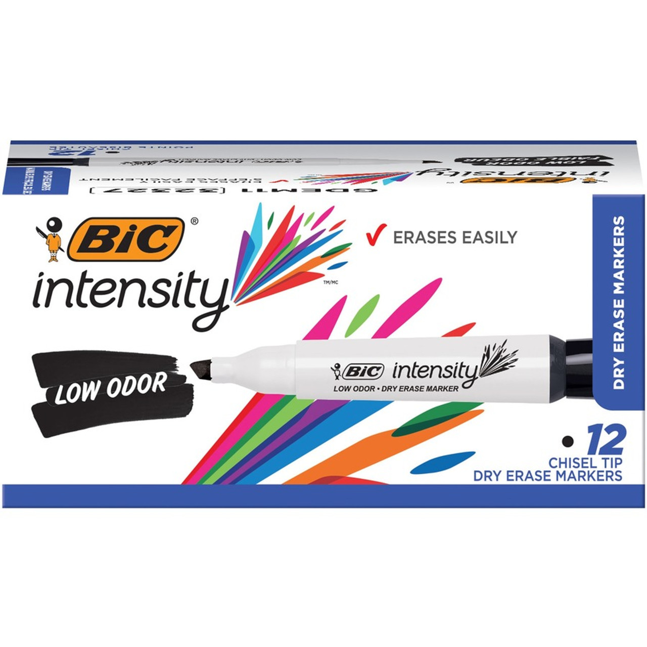 BIC® Intensity Low Odor Fine Point Dry Erase Marker, Fine Bullet Tip, Blue,  Dozen