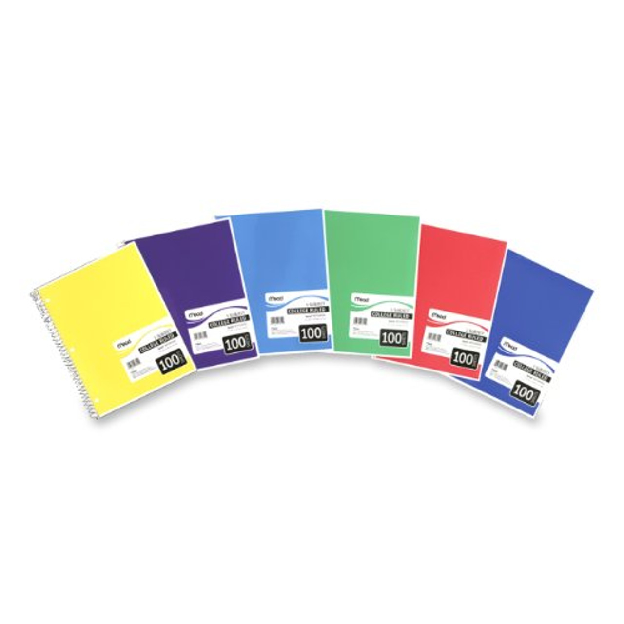 Mead Spiral 1-Subject Notebook, 8 X 11, College Ruled, 100 Sheets, Assorted  Colors, Each (06622) (Other)