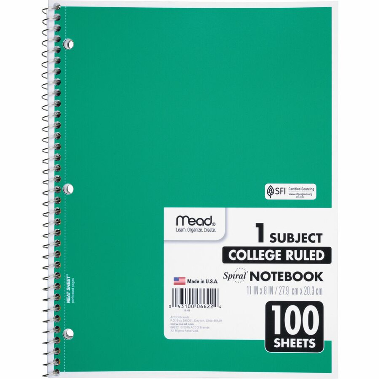 Mead One Subject Notebook - 100 Sheet - College Ruled - Letter 8.50