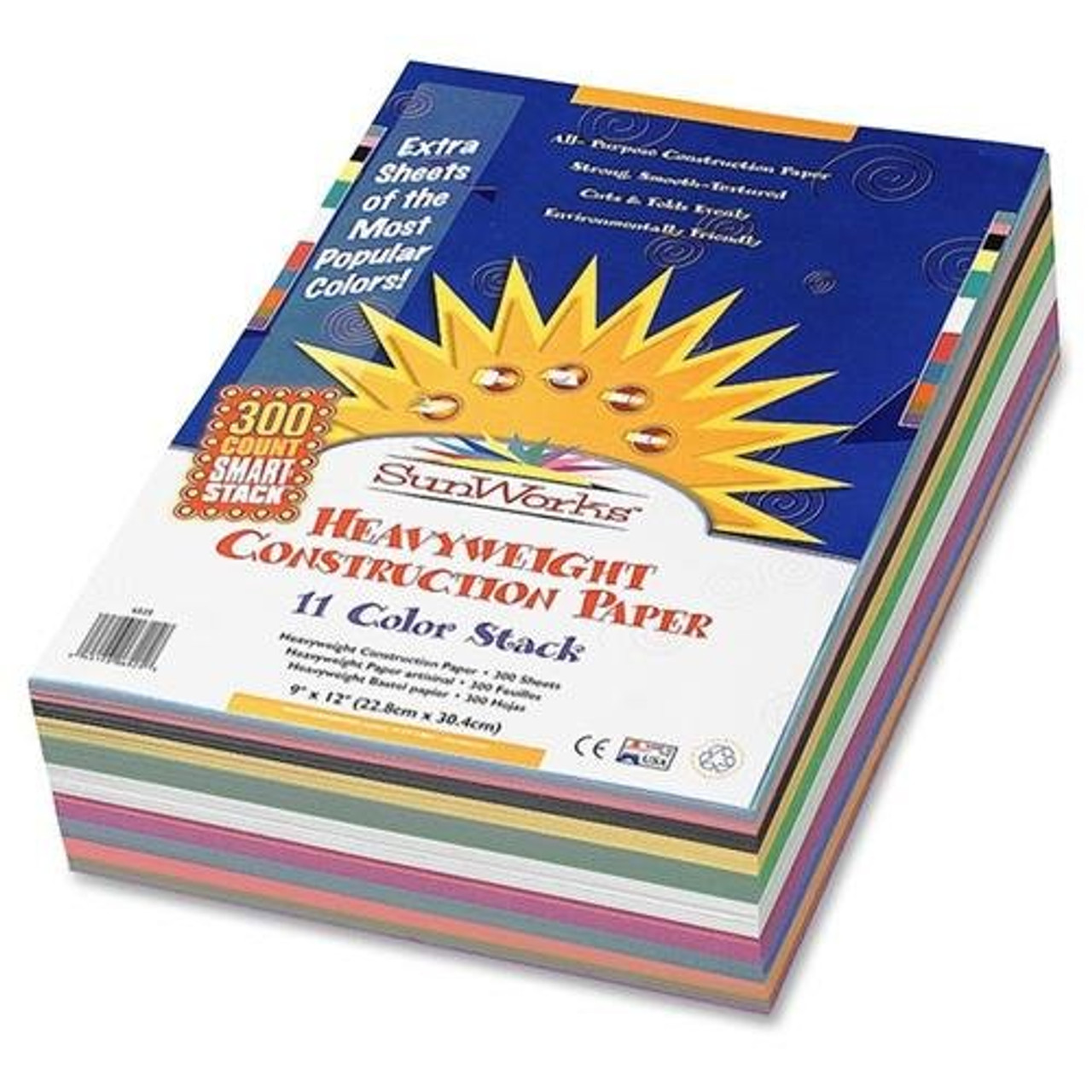 SunWorks Construction Paper, 50 lb Text Weight, 9 x 12, Assorted