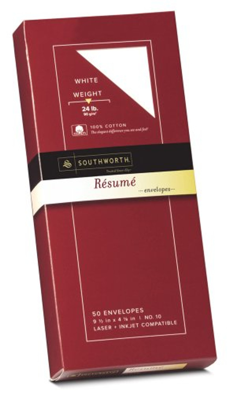 Southworth 100% Cotton Resume Paper, White, 24 lbs