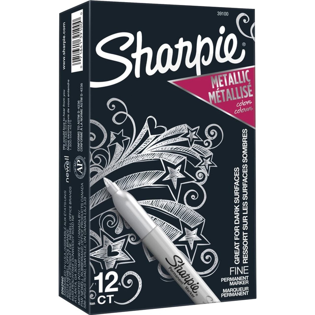 Sharpie Metallic Marker - Silver, 12/Case