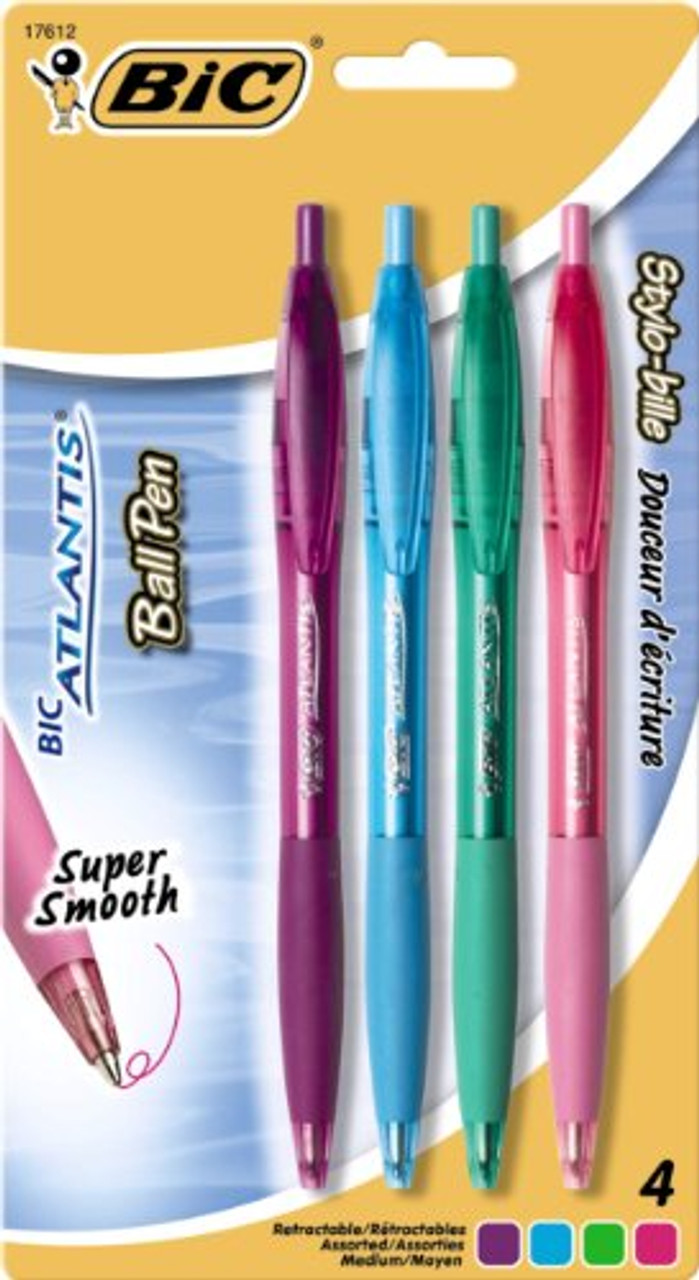 Bic Atlantis Ball Pens, Trusted Classic, Black, Medium, School Supplies