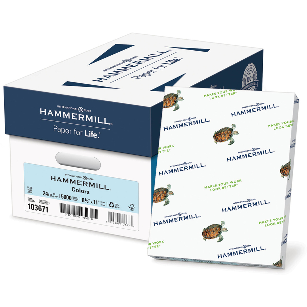 Hammermill Colors Recycled Copy Paper - Blue - Letter - HAM103671, HAM  103671 - Office Supply Hut